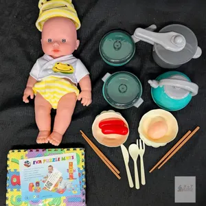 NEW Baby Doll with Frog Outfit, Play Kitchen Set, EVA Puzzle Mats, Tableware & Toy Food, 3+