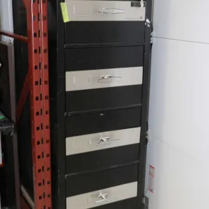 Coffre Fort four drawer fire resistant filing cabinet, 56"h x 21"w x 32" d.