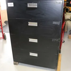 Four drawer lateral filing cabinet, 50"h x 36"w x 18"d.