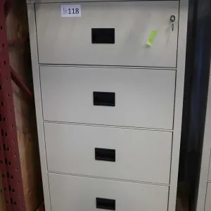 HON four drawer fire resistant filing cabinet, 53"h x 31"w x 23"d.