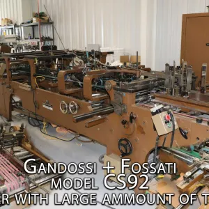 Gandossi & Fossati Model CS92 Folder Gluer serial number C301, approximately 411" long and includes 