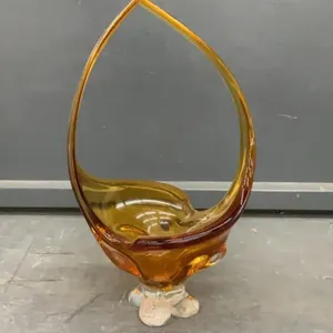 AMBER HEAVY GLASS DECORATIVE PIECE