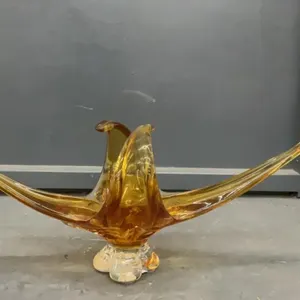 AMBER HEAVY GLASS PIECE