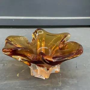 SMALL HEAVY GLASS DECOR PIECE - AMBER
