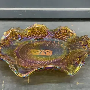 CARNIVAL GLASS LOW PROFILE BOWL