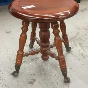 ANTIQUE PIANO STOOL W/ GLASS FEET