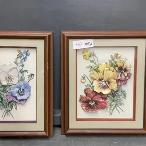(2) TOLLE ART FLORAL PICTURES
