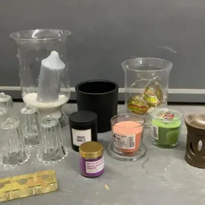 BOX OF CANDLES & HOLDERS