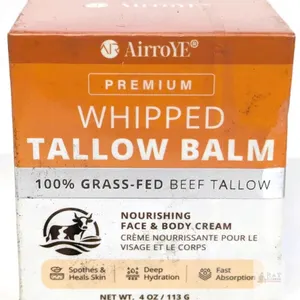 NEW AirroYE Premium Whipped Tallow Balm, 4 oz (113 g), 100% Grass-Fed, Exp. 06/16/2028, Lot YF1702