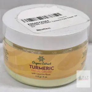 NEW Organic Extract Turmeric Facial Cream 4oz, Licorice Root, Vegan, Brightening, Anti-Aging