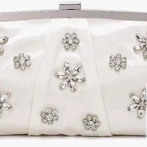 New Women Peeptoe Satin Evening Bag Clutch Purse Handbags Crossbody Hardcase for Party Prom Wedding
