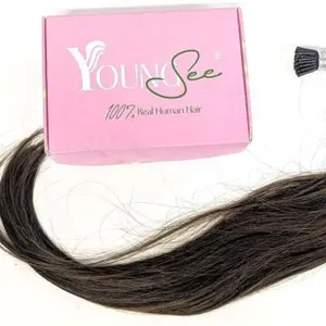NEW Youngsee Pre Bonded I-Tip Human Hair Extensions, 20" Dark Brown Highlight, 50g, Remy