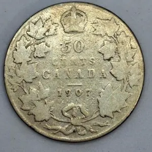 Very Good 1907 Canada 50 Cent Piece