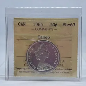 ICCS Graded Proof Like 1965 Canada 50 Cent Piece