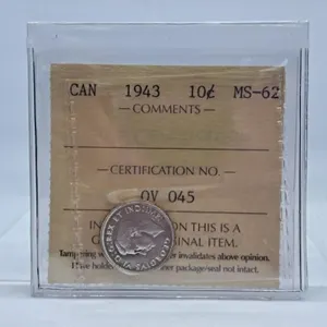 ICCS Graded Mint State 1943 Canada Dime