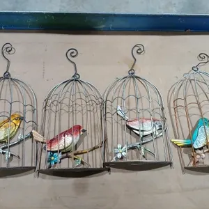4 Metal Bird cages hanging decor, 10 1/2"H each