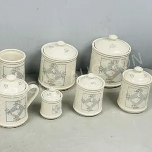 7 pc ceramic canister set "Mother Goose" design