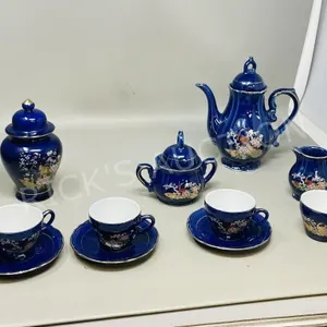 11 pc Japanese tea set - blossoms & peacocks