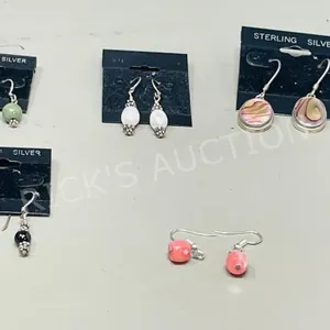 5 pairs of earrings - Turquoise, Coral, Onyx, MOP