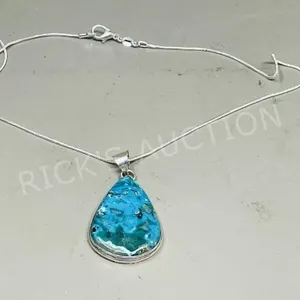 Turquoise & 925 silver pendant & chain