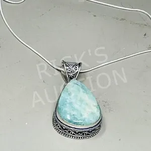 Amazonite & 925 silver pendant & chain