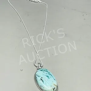 Turquoise & 925 silver pendant & chain