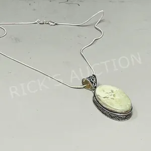 Jasper & 925 silver pendant & chain