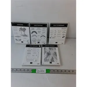 (5) Photopolymer & Cling Stamp Sets- Tropical, Calendar, Misc. Appear New