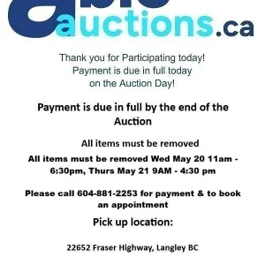 SOUTH LANGLEY MAY 20 ON-LINE AUCTION 