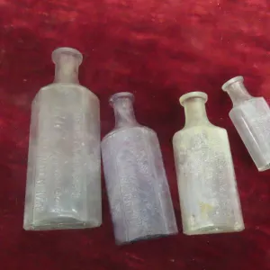 Rare Antique Brandon Drug Store Bottles – Qty 4: Rexall Clements (x2), Mac Fee's Red Cross Store an