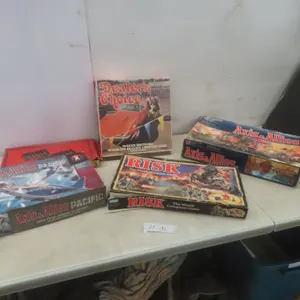 Vintage Boxed Board Games – Qty 6: Snakes and Ladders, Risk, Dealer's Choice, Alias and Organized C