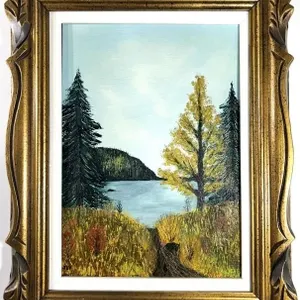 SIGNED AUTUMN LAKESIDE LANDSCAPE