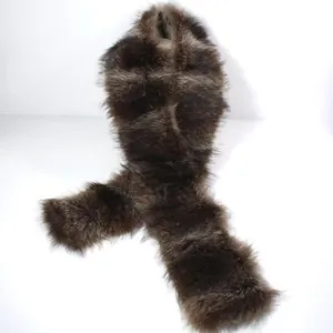 RACCOON FUR SCARF W/ SATIN LINING