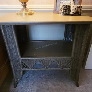 Wicker & Wooden Side Table