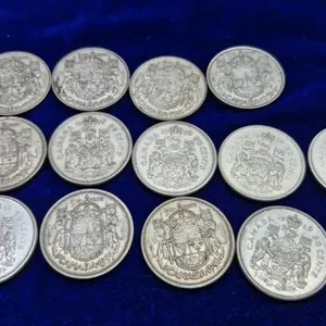 14 1950s 60s Canadian Silver 50 Cent Pieces
