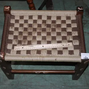 Woven Wood Frame Stool Measures 18.5 x 13 x 14
