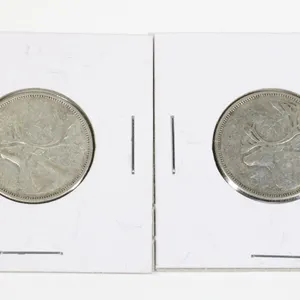 #32 1964 Canada 25 Cents Silver Quarter Lot of 2