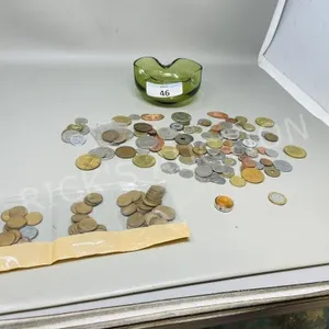assorted world coins w/ USA wheat pennies