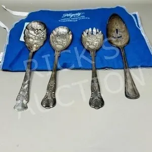 silver plated berry spoons & cake server