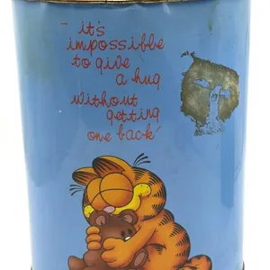 Vintage Garfield Metal Waste Basket 13” Tall