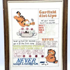 Vintage Garfield Cross Stitch in Frame 14” x