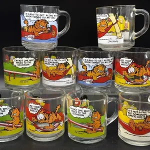 (10) Vintage McDonald’s Garfield Glass Mugs 3.5”