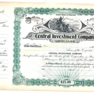VINITA I.T. (INDIAN TERRITORY) STOCK CERTIFICATE