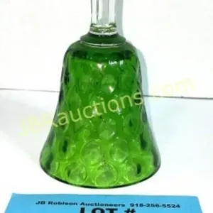 CRYSTAL FOREST GREEN AND CLEAR GLASS BELL