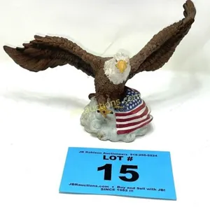 EAGLE WITH AMERICAN FLAG STATUE