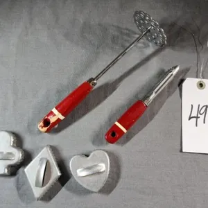 Red Wood  Handled Peeler & Masher