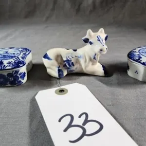 Delft Blue Windmill Trinket Boxes Qty 2