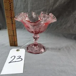 Fenton Colonial Pink Cranberry Compote Candy Dish