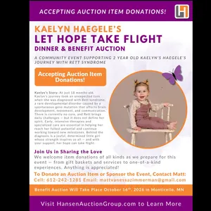 Kaelyn Haegele's Let Hope Take Flight Dinner & Benefit Auction - Monticello, MN