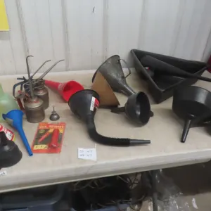 Funnels, Squirt Oil Cans, Oil Catch Pan